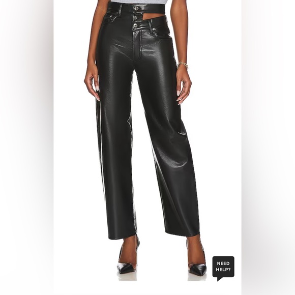 Agolde Pants - AGOLDE Recycled Leather Broken Waistband in Detox Black Size 27 retail $398